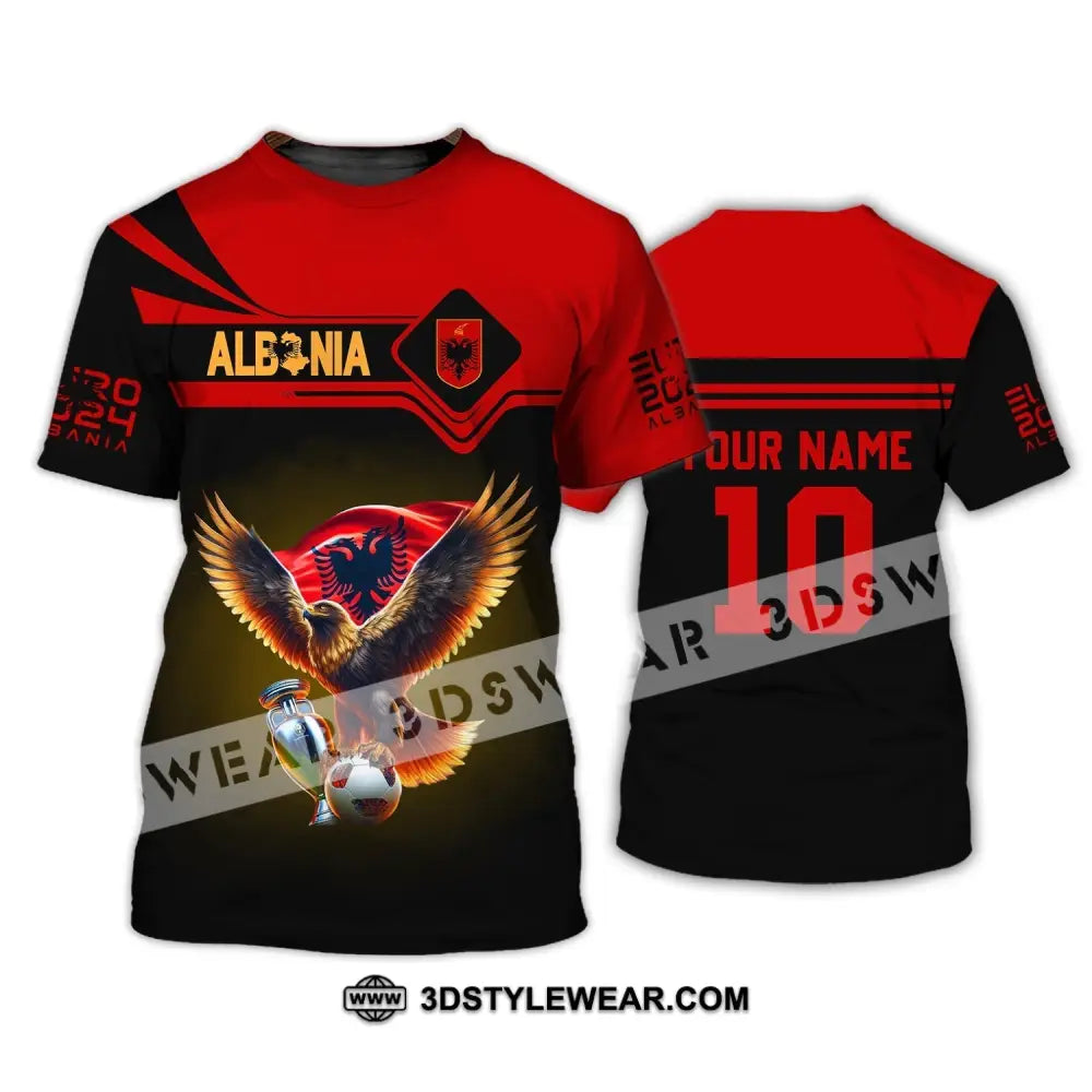 Unisex Shirt - Custom Name And Number Shirt Albania National Team Euro 2024 Red Shirt - T-Shirt / S - T-shirt