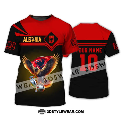 Unisex Shirt - Custom Name And Number Shirt Albania National Team Euro 2024 Red Shirt - T-Shirt / S - T-shirt
