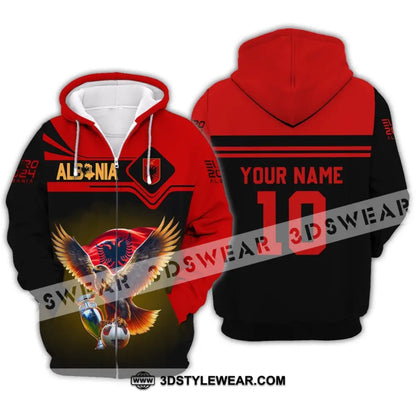 Unisex Shirt - Custom Name And Number Shirt Albania National Team Euro 2024 Red Shirt - Zipper Hoodie / S - T-shirt
