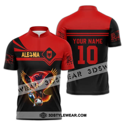 Unisex Shirt - Custom Name And Number Shirt Albania National Team Euro 2024 Red Shirt - Zipper Polo Shirt / S - T-shirt