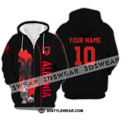 Unisex Shirt - Custom Name And Number Shirt Albania National Team Euro 2024 - Zipper Hoodie / S - T-shirt