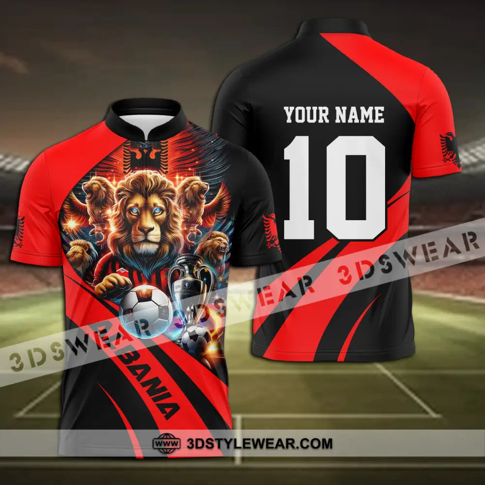 Unisex Shirt - Custom Name And Number Albania Euro 2024 Shirt National Team - Zipper Polo Shirt / S - T-shirt