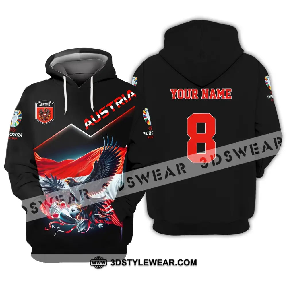 Unisex Shirt Custom Name and Number Austria Football Shirt Austria Football Polo Long Sleeve Shirt - Hoodie / S