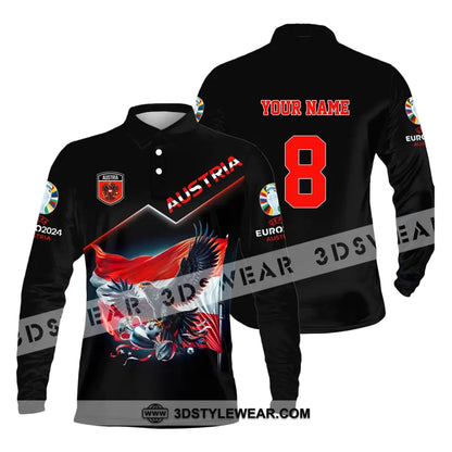 Unisex Shirt Custom Name and Number Austria Football Shirt Austria Football Polo Long Sleeve Shirt - Long Sleeve Polo