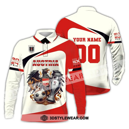 Unisex Shirt Custom Name and Number Austria Football Shirt Austria Football Polo Long Sleeve Shirt - Long Sleeve Polo