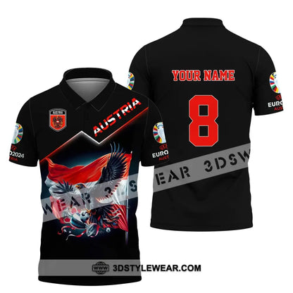 Unisex Shirt Custom Name and Number Austria Football Shirt Austria Football Polo Long Sleeve Shirt - Polo Shirt / S