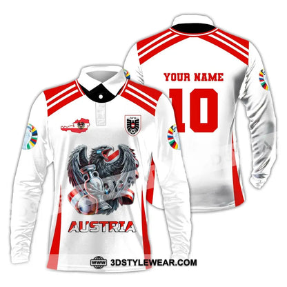 Unisex Shirt Custom Name and Number Austria Football Shirt Austria Football Polo Long Sleeve Shirt - Long Sleeve Polo