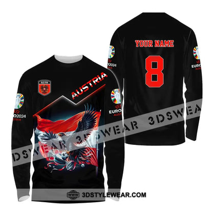 Unisex Shirt Custom Name and Number Austria Football Shirt Austria Football Polo Long Sleeve Shirt - Long Sleeve Shirt