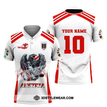 Unisex Shirt Custom Name and Number Austria Football Shirt Austria Football Polo Long Sleeve Shirt - Polo Shirt / S