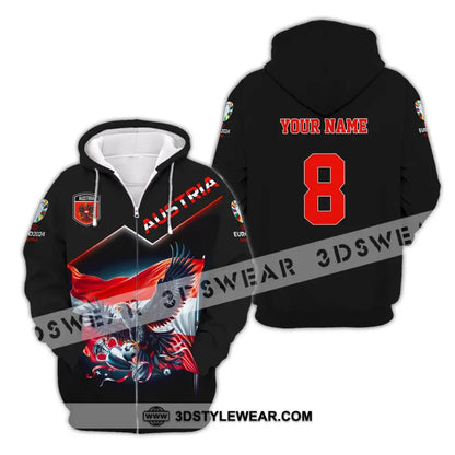 Unisex Shirt Custom Name and Number Austria Football Shirt Austria Football Polo Long Sleeve Shirt - Zipper Hoodie / S