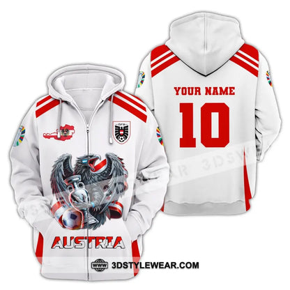 Unisex Shirt Custom Name and Number Austria Football Shirt Austria Football Polo Long Sleeve Shirt - Zipper Hoodie / S
