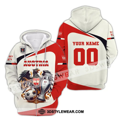 Unisex Shirt Custom Name and Number Austria Football Shirt Austria Football Polo Long Sleeve Shirt - Zipper Hoodie / S