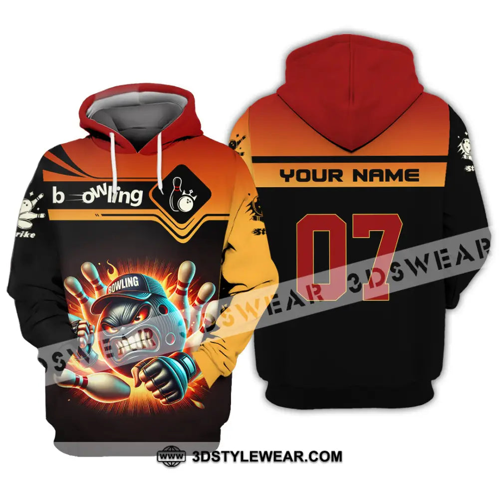Unisex Shirt Custom Name and Number Bowling Shirt Bowling Polo Long Sleeve Bowling T-Shirt Hoodie / S T-shirt