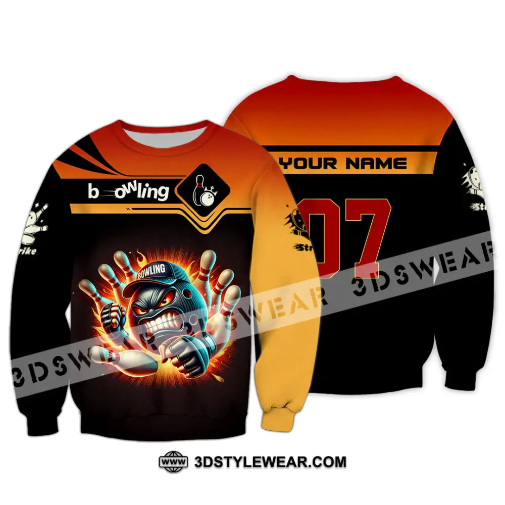Unisex Shirt Custom Name and Number Bowling Shirt Bowling Polo Long Sleeve Bowling T-Shirt Long Sleeve / S T-shirt