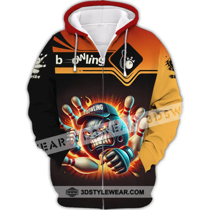 Unisex Shirt Custom Name and Number Bowling Shirt Bowling Polo Long Sleeve Bowling T-Shirt Zipper Hoodie / S T-shirt