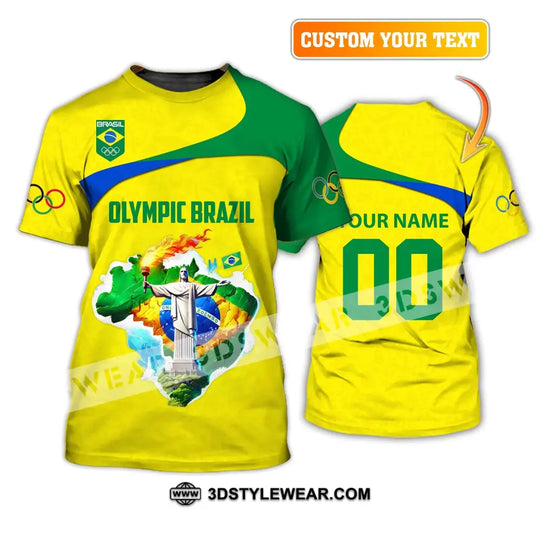 Unisex Shirt, Custom Name and Number Brazil Olympic Shirt, Olympic 2024 Brazil Long Sleeve Polo Shirt style option 1