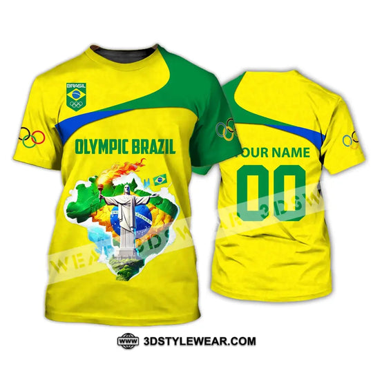 Unisex Shirt, Custom Name and Number Brazil Olympic Shirt, Olympic 2024 Brazil Long Sleeve Polo Shirt style option 2