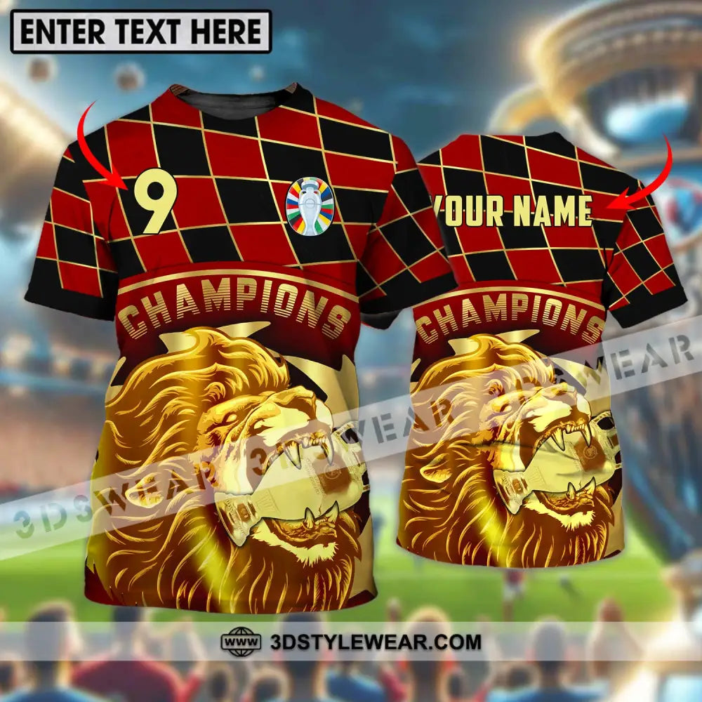 Unisex Shirt - Custom Name And Number Champions Gold Lion T-Shirt