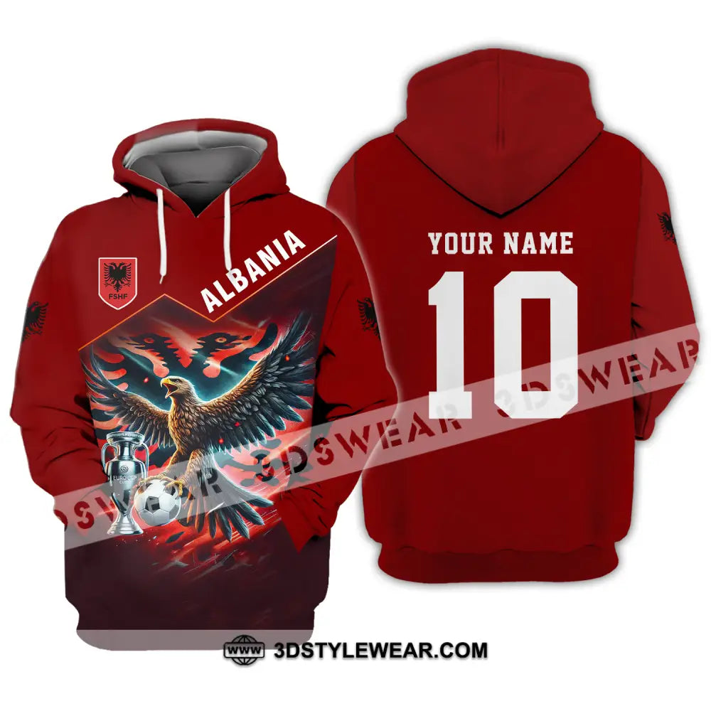 Unisex Shirt - Custom Name And Number Eagle Albania Euro 2024 Team - Hoodie / S - T-shirt