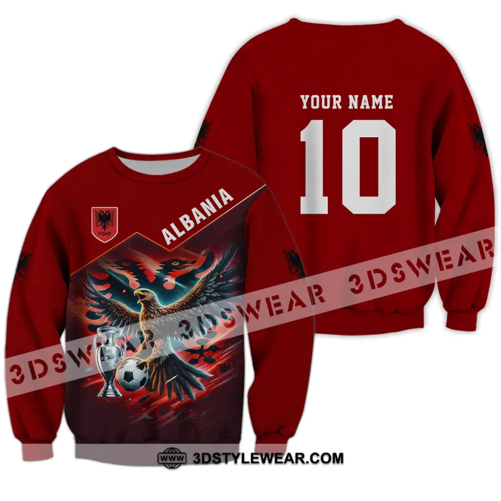 Unisex Shirt - Custom Name And Number Eagle Albania Euro 2024 Team - Long Sleeve / S - T-shirt