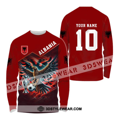 Unisex Shirt - Custom Name And Number Eagle Albania Euro 2024 Team - Long Sleeve Shirt / S - T-shirt