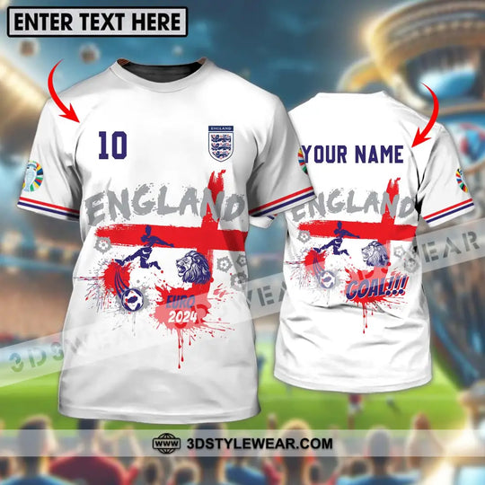 Unisex Shirt - Custom Name And Number, England Euro 2024 Team Flag Color Shirt style option 1