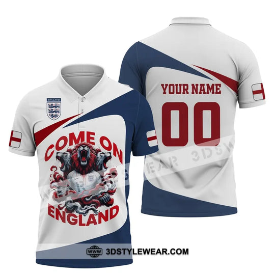 Unisex Shirt, Custom Name and Number England Football Shirt, Come On England Shirt, England Football Polo Long Sleeve style option 4