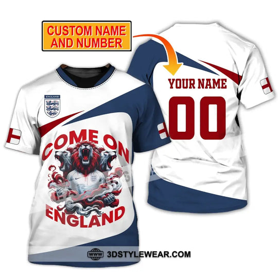 Unisex Shirt, Custom Name and Number England Football Shirt, Come On England Shirt, England Football Polo Long Sleeve style option 1