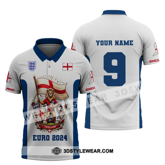 Unisex Shirt, Custom Name and Number England Football Shirt, Euro 2024 Shirt, England Football Polo Long Sleeve style option 4