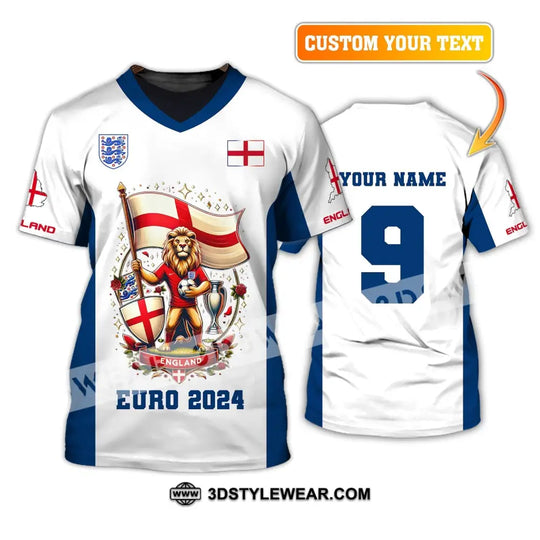 Unisex Shirt, Custom Name and Number England Football Shirt, Euro 2024 Shirt, England Football Polo Long Sleeve style option 1