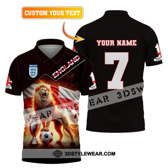 Unisex Shirt, Custom Name and Number England Football Shirt, Euro 2024 Shirt, England Football Polo Long Sleeve style option 1