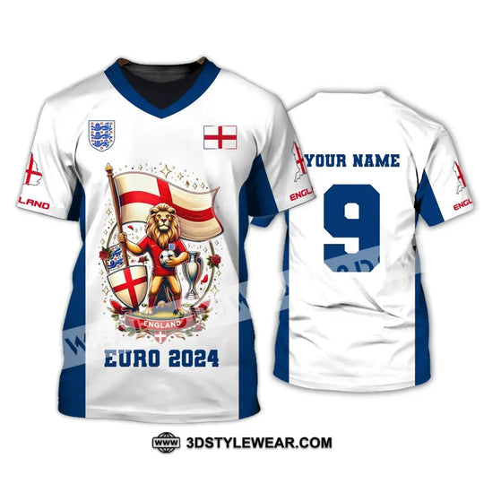 Unisex Shirt, Custom Name and Number England Football Shirt, Euro 2024 Shirt, England Football Polo Long Sleeve style option 2