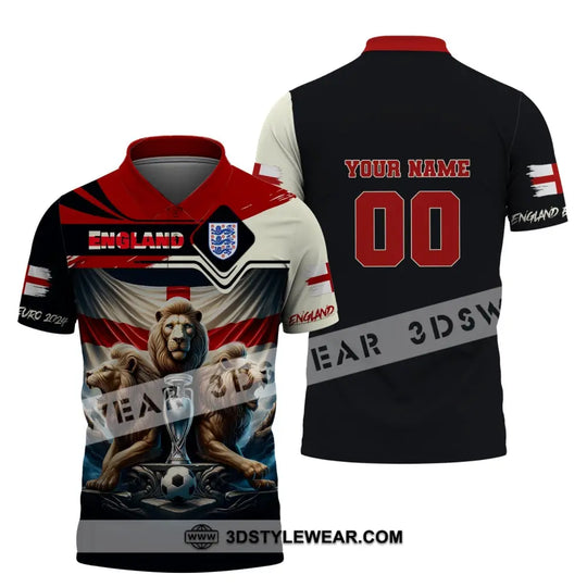 Unisex Shirt, Custom Name and Number England Football Shirt, England Football Polo Long Sleeve, Euro 2024 Shirt style option 4