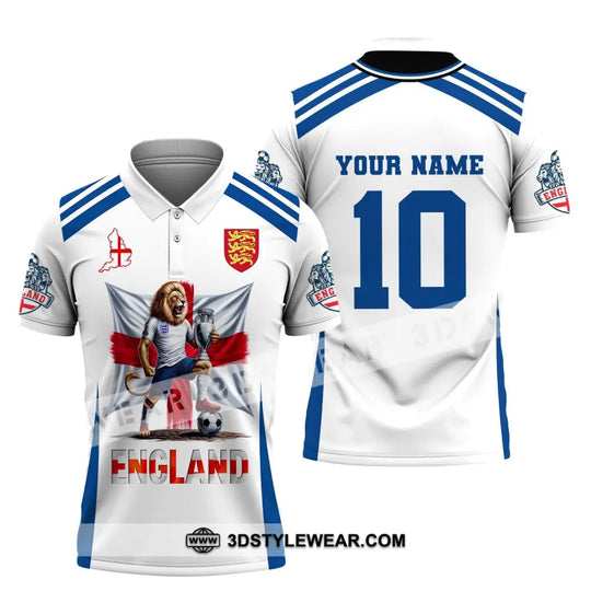 Unisex Shirt, Custom Name and Number England Football Shirt, England Football Polo Long Sleeve, Euro 2024 Shirt style option 4