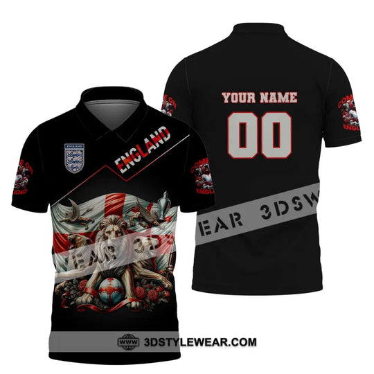 Unisex Shirt, Custom Name and Number England Football Shirt, England Football Polo Long Sleeve, Euro 2024 Shirt style option 4