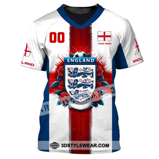 Unisex Shirt, Custom Name and Number England Football Shirt, England Football Polo Long Sleeve, Soccer Lover Shirt style option 2