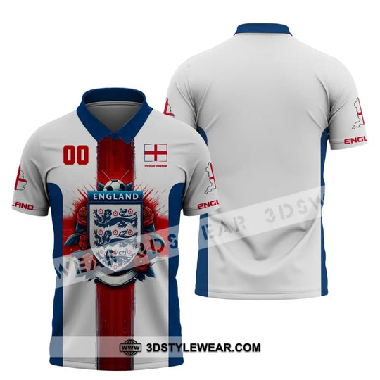 Unisex Shirt, Custom Name and Number England Football Shirt, England Football Polo Long Sleeve, Soccer Lover Shirt style option 4