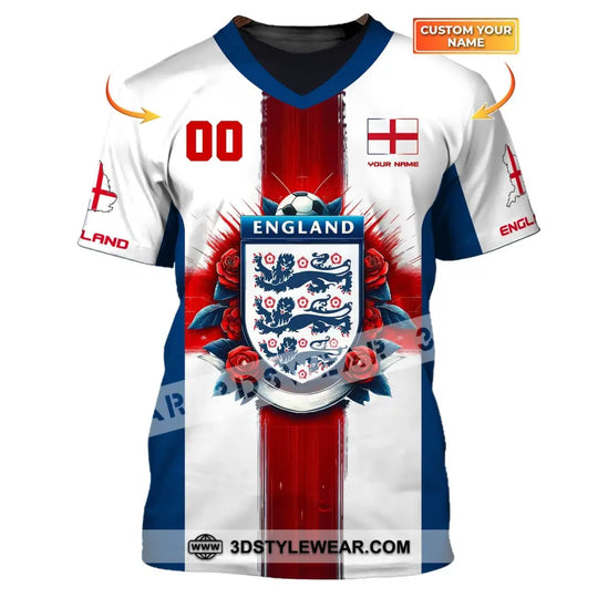 Unisex Shirt, Custom Name and Number England Football Shirt, England Football Polo Long Sleeve, Soccer Lover Shirt style option 1