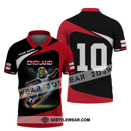 Unisex Shirt - Custom Name And Number England Lion Playing Ball Polo / S T-Shirt