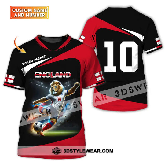 Unisex Shirt - Custom Name And Number, England Lion Playing Ball Shirt style option 1