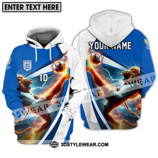 Unisex Shirt - Custom Name And Number, England Lion Playing Fire Ball Shirt style option 3