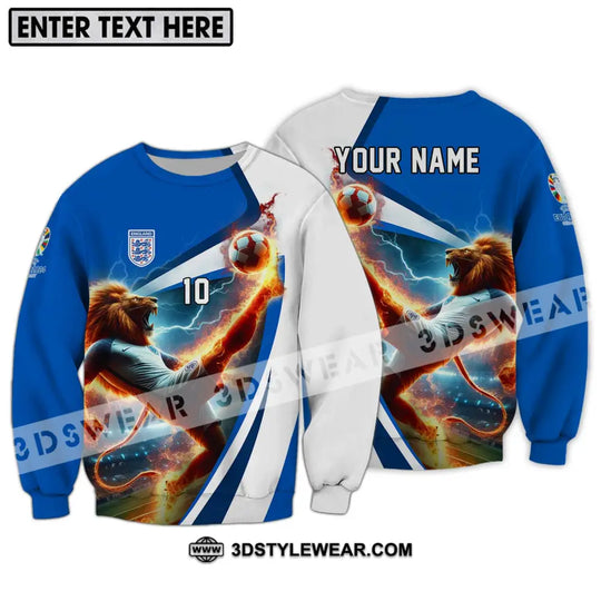 Unisex Shirt - Custom Name And Number, England Lion Playing Fire Ball Shirt style option 4