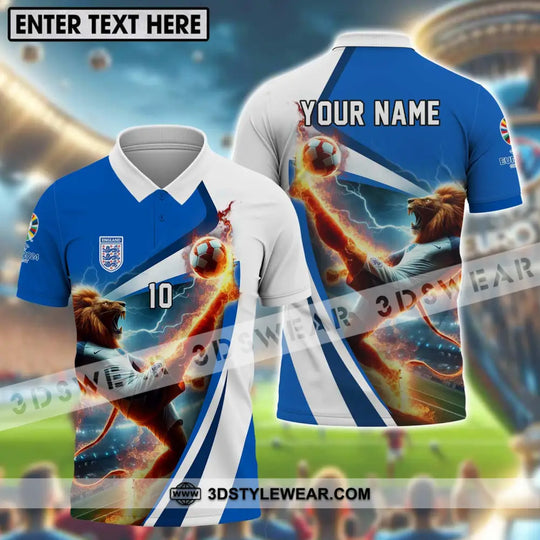 Unisex Shirt - Custom Name And Number, England Lion Playing Fire Ball Shirt style option 1