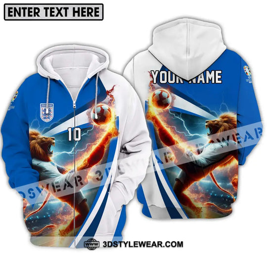 Unisex Shirt - Custom Name And Number, England Lion Playing Fire Ball Shirt style option 2
