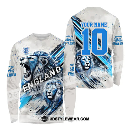 Unisex Shirt - Custom Name And Number England Lover Cool Lion Long Sleeve / S T-Shirt