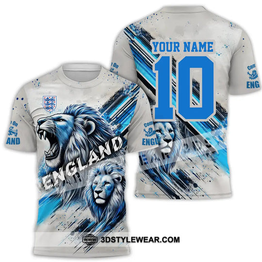 Unisex Shirt - Custom Name And Number England Lover Shirt, Cool Lion style option 2