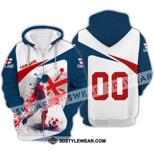 Unisex Shirt - Custom Name And Number, England Man Playing Ball Euro 2024 Shirt style option 3
