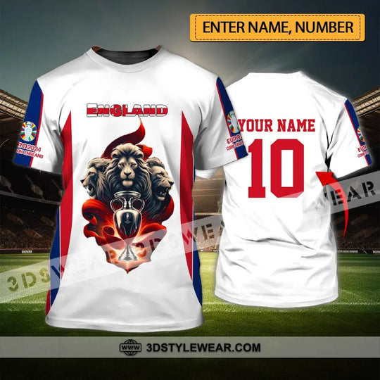 Unisex Shirt - Custom Name And Number Shirt, England National Team Euro 2024 Shirt style option 1