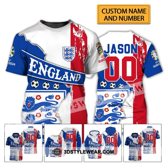 Unisex Shirt - Custom Name And Number Shirt, England National Team style option 2
