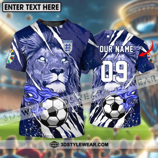 Unisex Shirt - Custom Name And Number Shirt, England Team Lion Ball style option 1